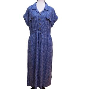 Lucky Brand Women’s  Button Down Short Sleeve Midi Dress size L